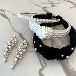 Pearl headband and earring set